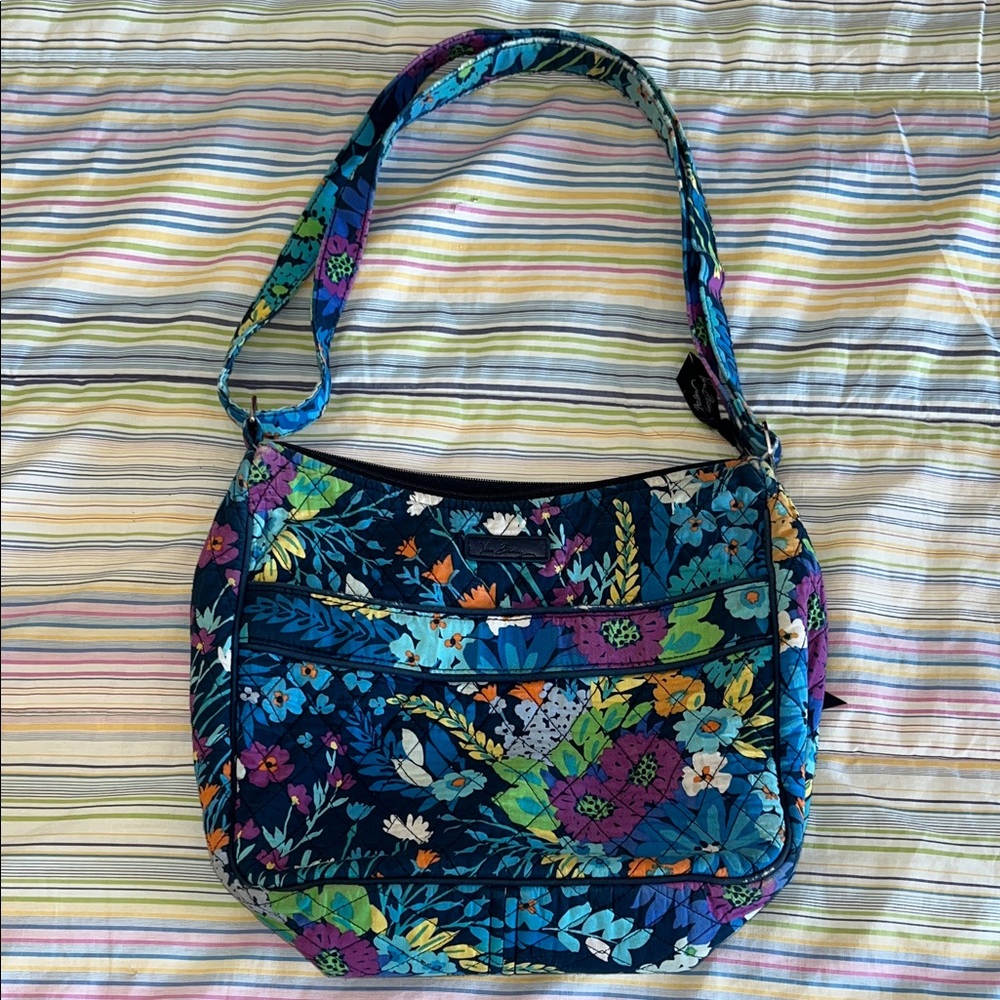 Vera Bradley Quilted Floral Crossbody Bag - Navy Multi Fair Condition